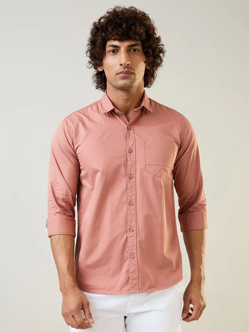 Rust Solid Satin Shirt Tim Paris