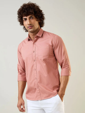 Rust Solid Satin Shirt Tim Paris