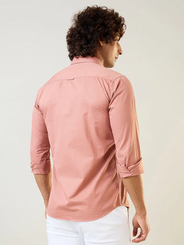 Rust Solid Satin Shirt Tim Paris