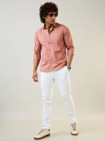 Rust Solid Satin Shirt Tim Paris