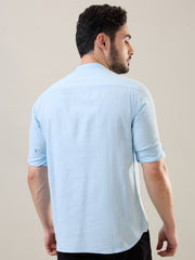 Sky Blue Solid Short Kurta Shirt