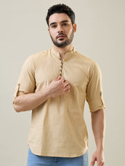 Khakhi Solid Short Kurta