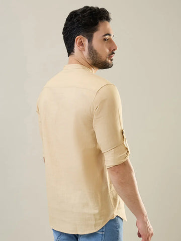 Khakhi Solid Short Kurta Tim Paris