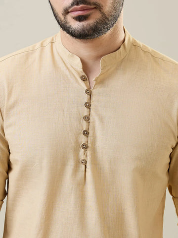 Khakhi Solid Short Kurta Tim Paris