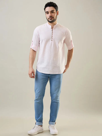 Pink Solid Short Kurta Shirt Tim Paris