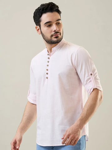 Pink Solid Short Kurta Shirt Tim Paris