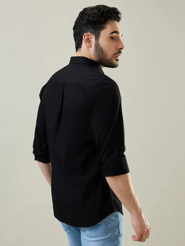 Black Solid Regular Fit Shirt TIM PARIS