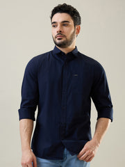 Navy Solid Casual Shirt