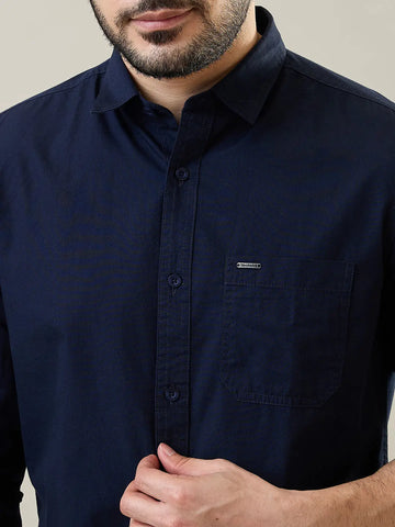 Navy Solid Casual Shirt Tim Paris