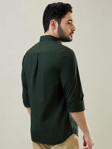 Olive Green Solid Regular Fit Shirt Tim Paris