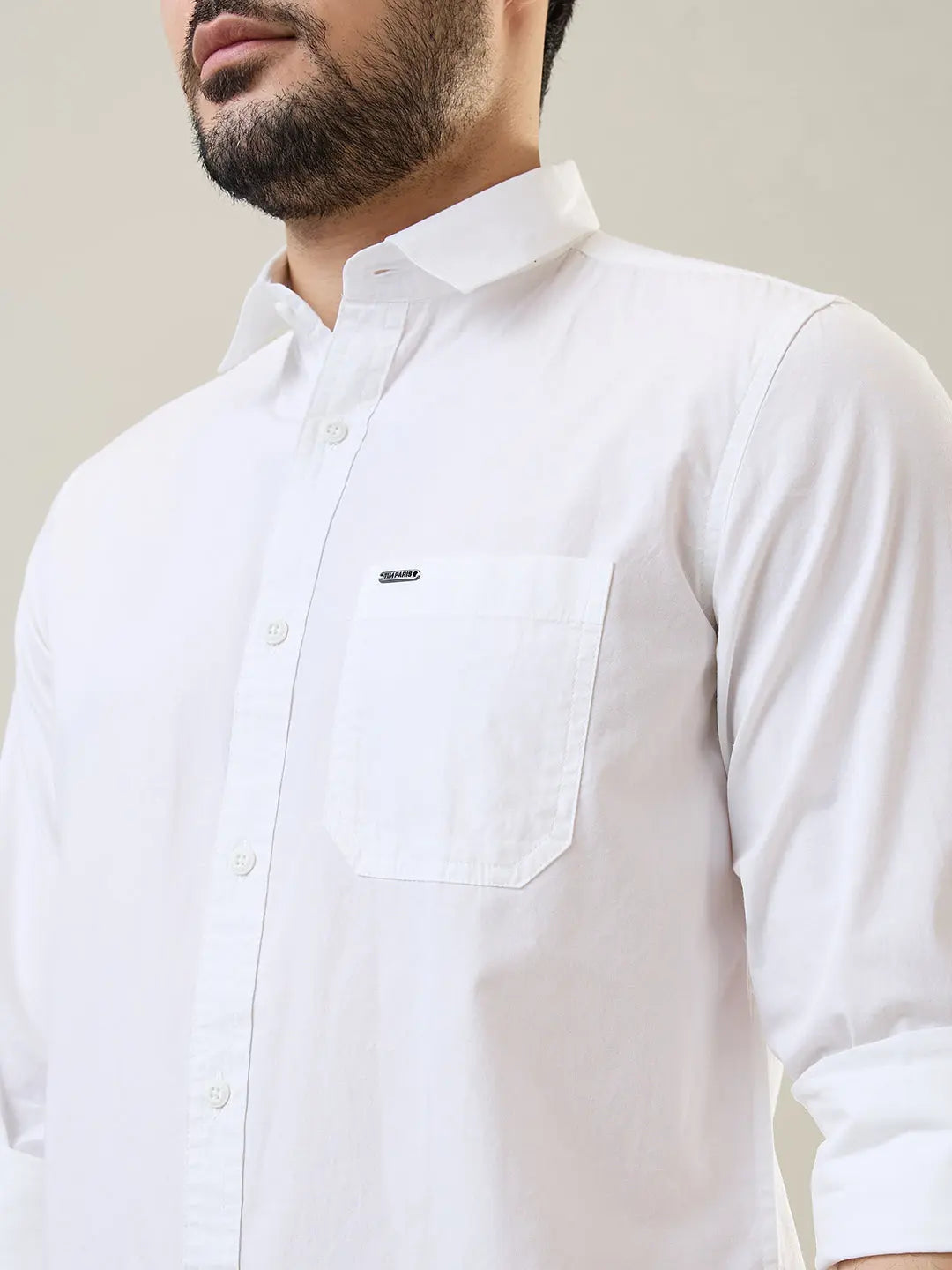 White Solid Regular Fit Shirt TIM PARIS