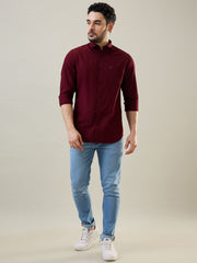 Wine Solid Casual Shirt