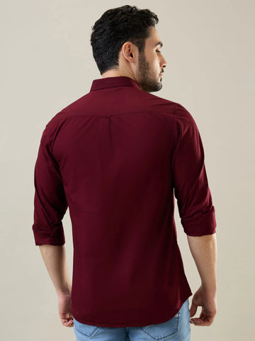 Wine Solid Casual Shirt Tim Paris