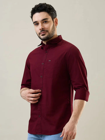 Wine Solid Casual Shirt Tim Paris
