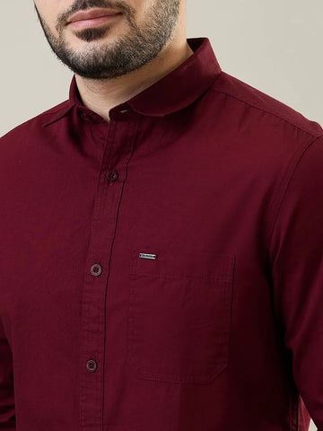 Wine Solid Casual Shirt Tim Paris