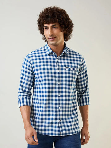 Blue Micro Check Shirt Tim Paris