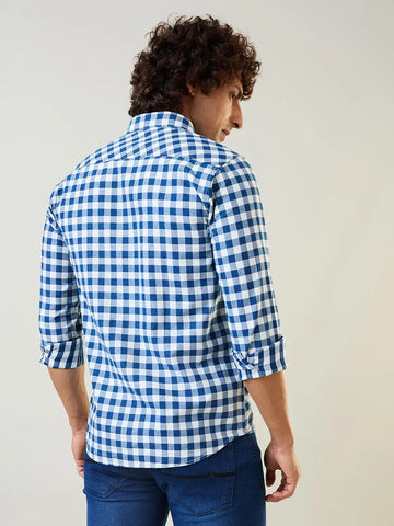 Blue Micro Check Shirt Tim Paris