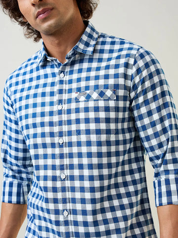 Blue Micro Check Shirt Tim Paris