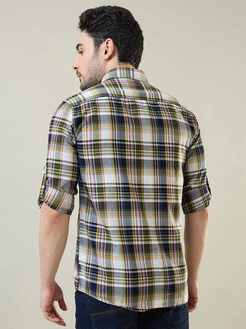 Indigo Checkered Regular Fit Shirt TIM PARIS