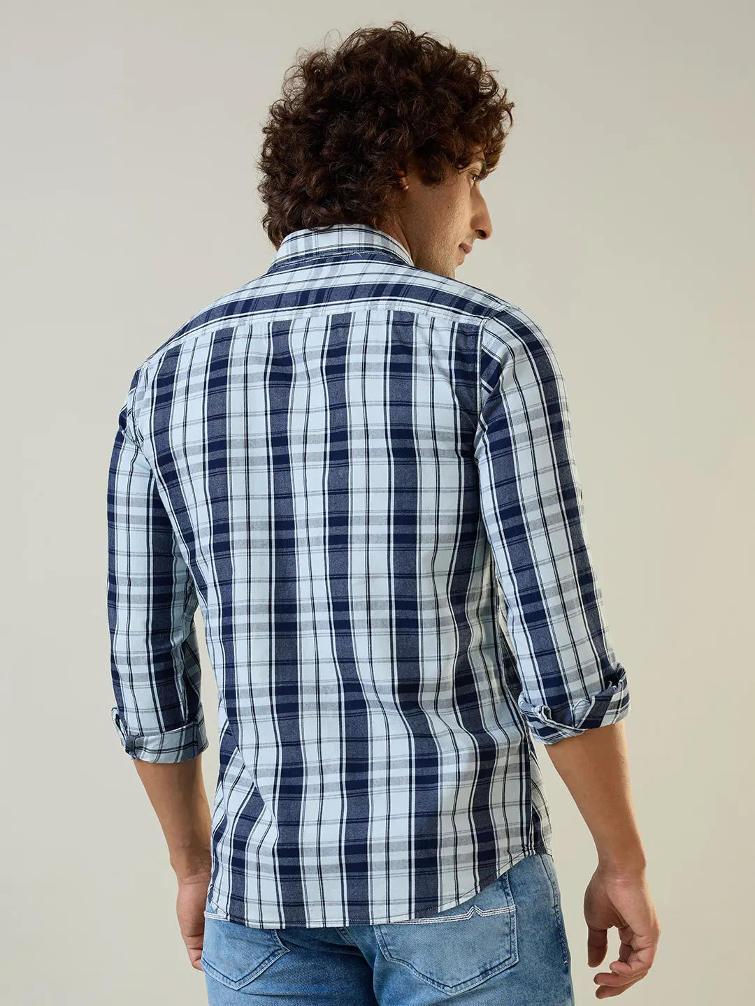 Navy Checkered Regular Fit Shirt TIM PARIS