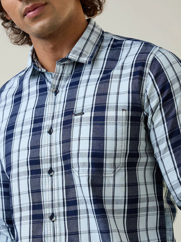 Navy Checkered Regular Fit Shirt TIM PARIS