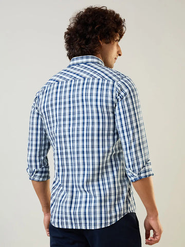 Indigo Checkered Regular Fit Shirt TIM PARIS