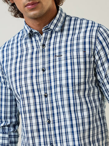 Indigo Checkered Regular Fit Shirt TIM PARIS