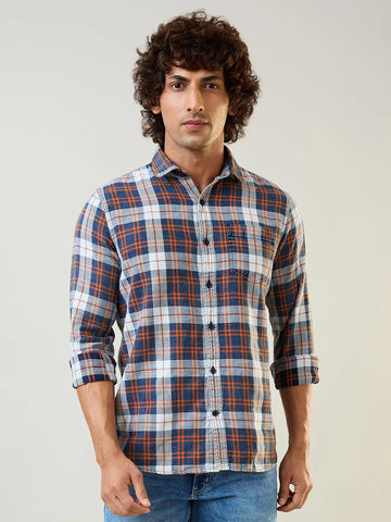 Rust Checkered Regular Fit Shirt TIM PARIS