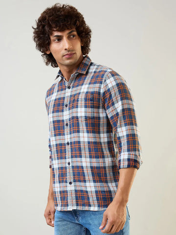 Rust Checkered Regular Fit Shirt TIM PARIS