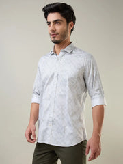 Light Grey Printed Regular Fit Shirt TIM PARIS