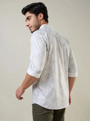 Light Grey Printed Regular Fit Shirt TIM PARIS