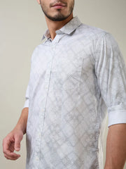 Light Grey Printed Regular Fit Shirt TIM PARIS