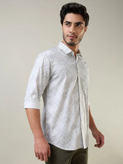 Light Grey Printed Regular Fit Shirt TIM PARIS