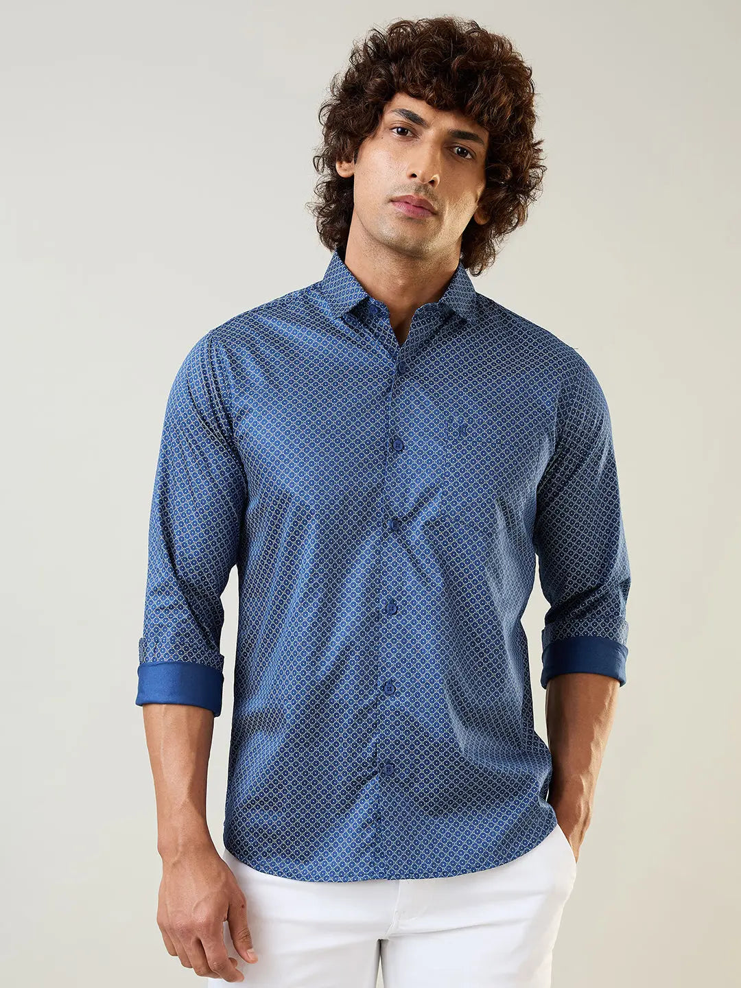 Blue Printed Shirt Tim Paris