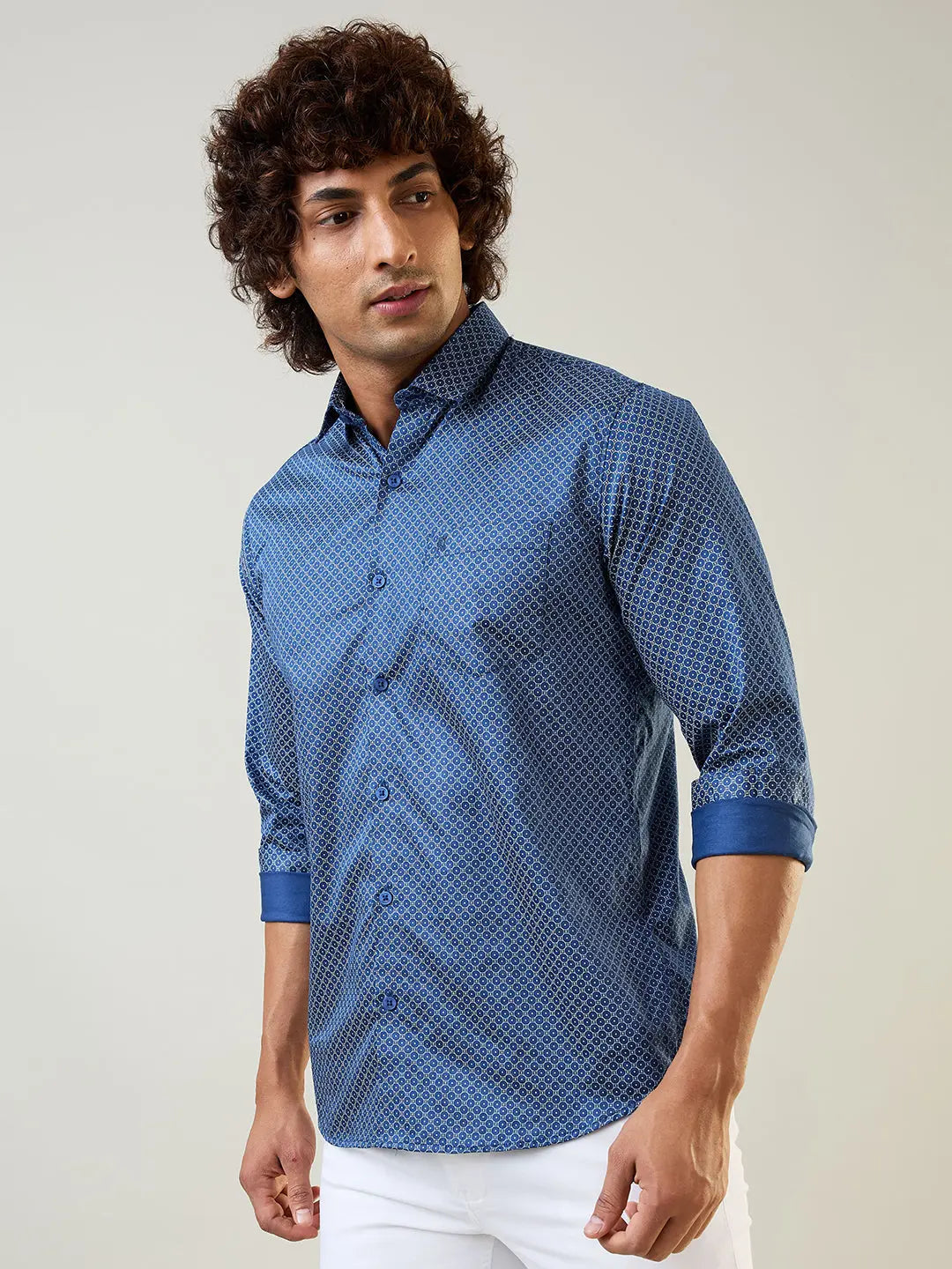 Blue Printed Shirt Tim Paris