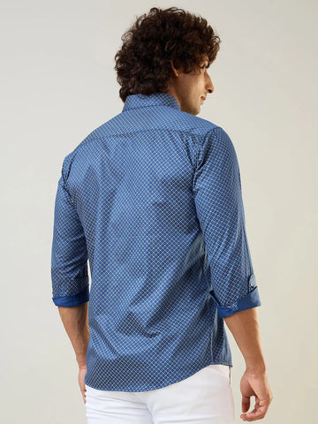 Blue Printed Shirt Tim Paris