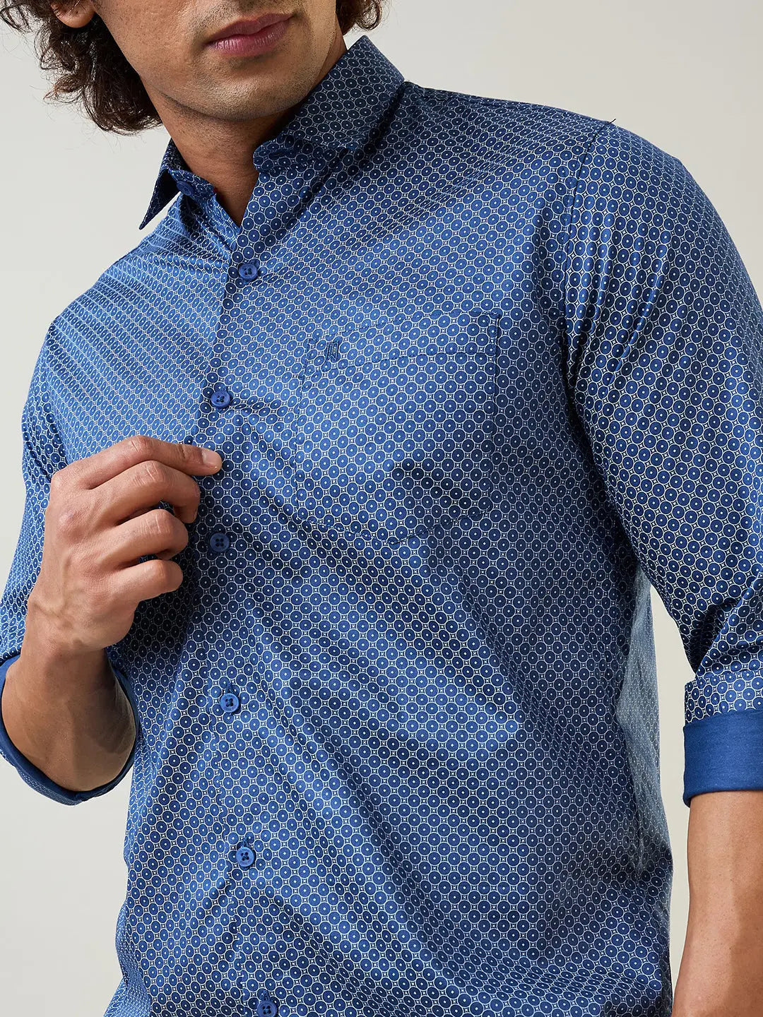 Blue Printed Shirt Tim Paris