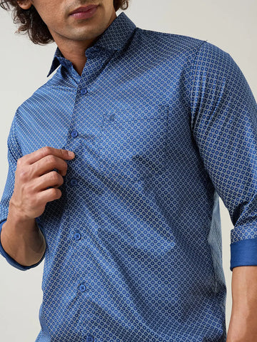 Blue Printed Shirt Tim Paris