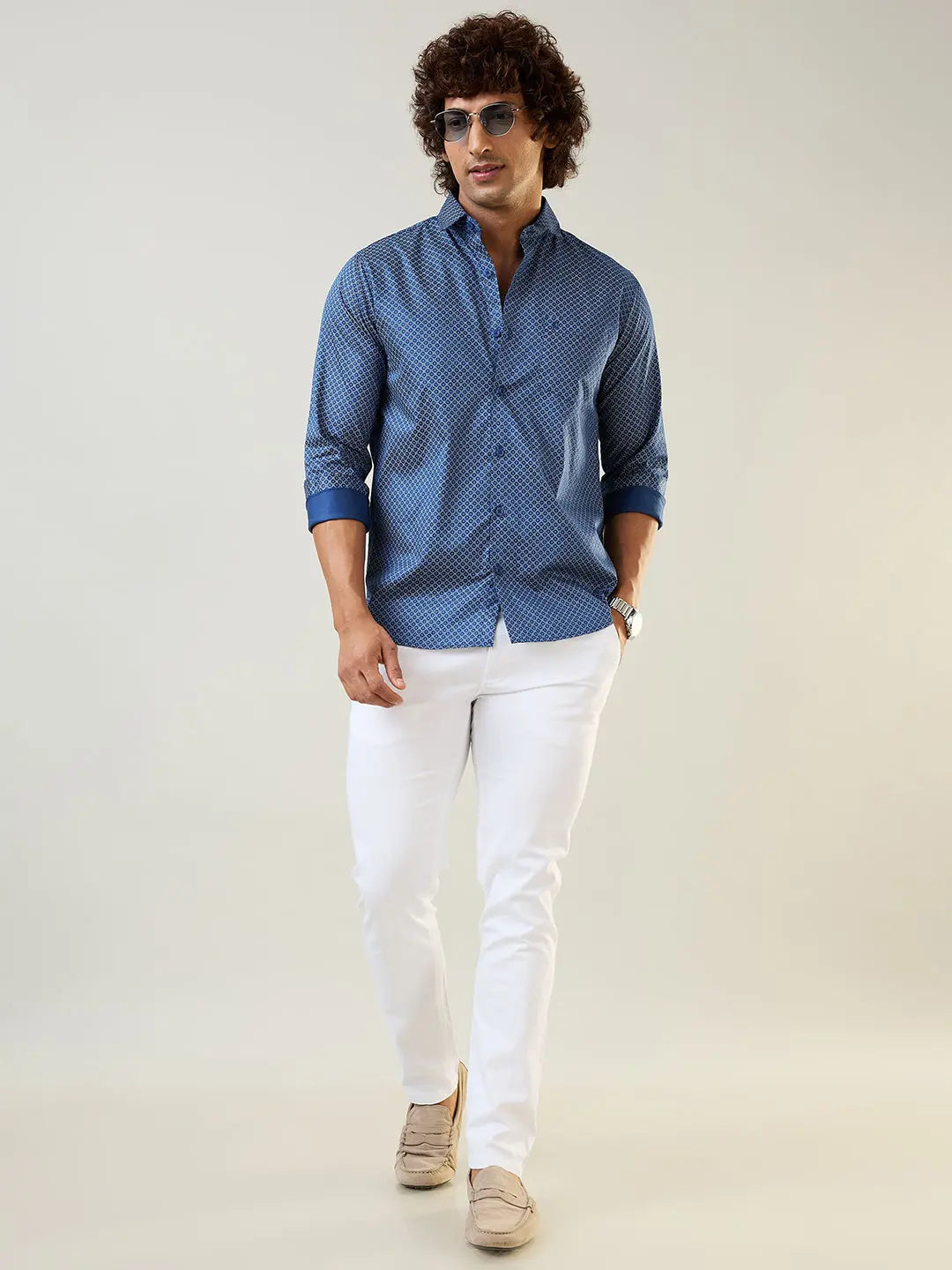 Blue Printed Shirt Tim Paris