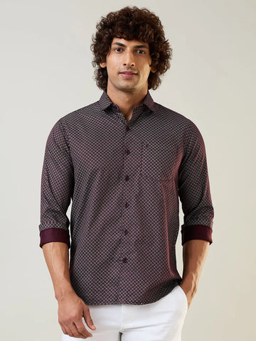 Purple Printed Regular Fit Shirt TIM PARIS