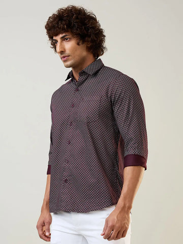 Purple Printed Regular Fit Shirt TIM PARIS