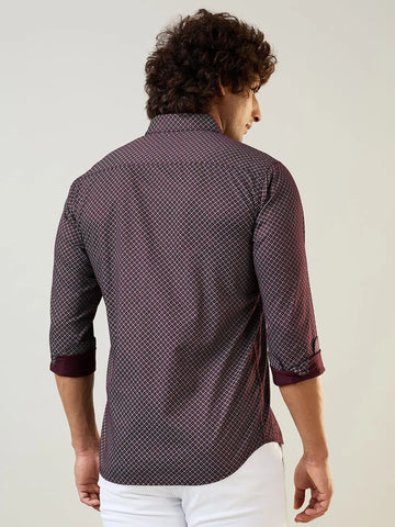 Purple Printed Regular Fit Shirt TIM PARIS