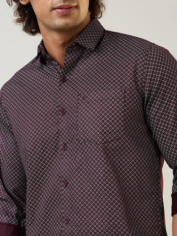 Purple Printed Regular Fit Shirt TIM PARIS