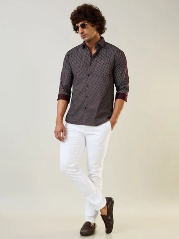 Purple Printed Regular Fit Shirt TIM PARIS