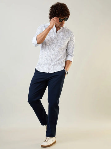 Micro Floral Printed Blue Shirt Tim Paris