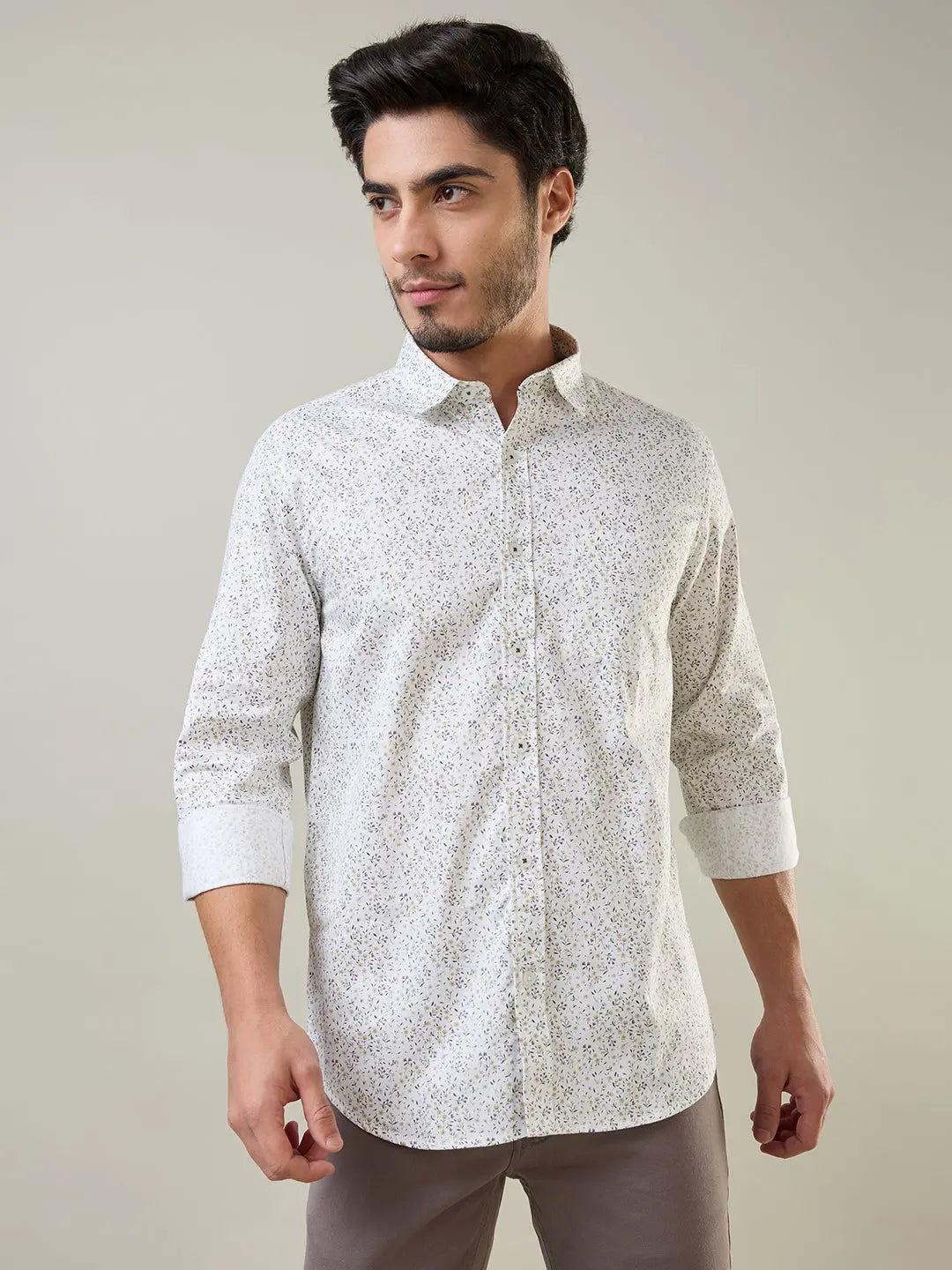Green Printed Regular Fit Shirt TIM PARIS