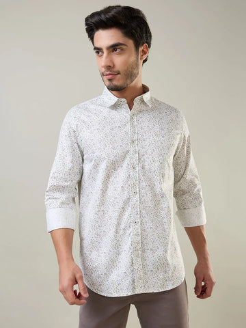 Green Printed Regular Fit Shirt TIM PARIS