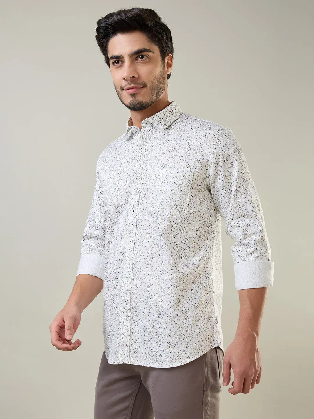 Green Printed Regular Fit Shirt TIM PARIS