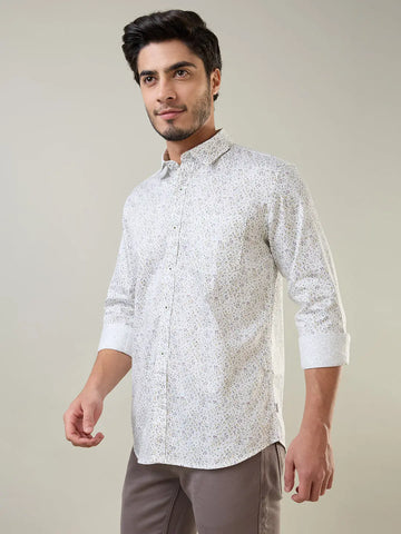 Green Printed Regular Fit Shirt TIM PARIS