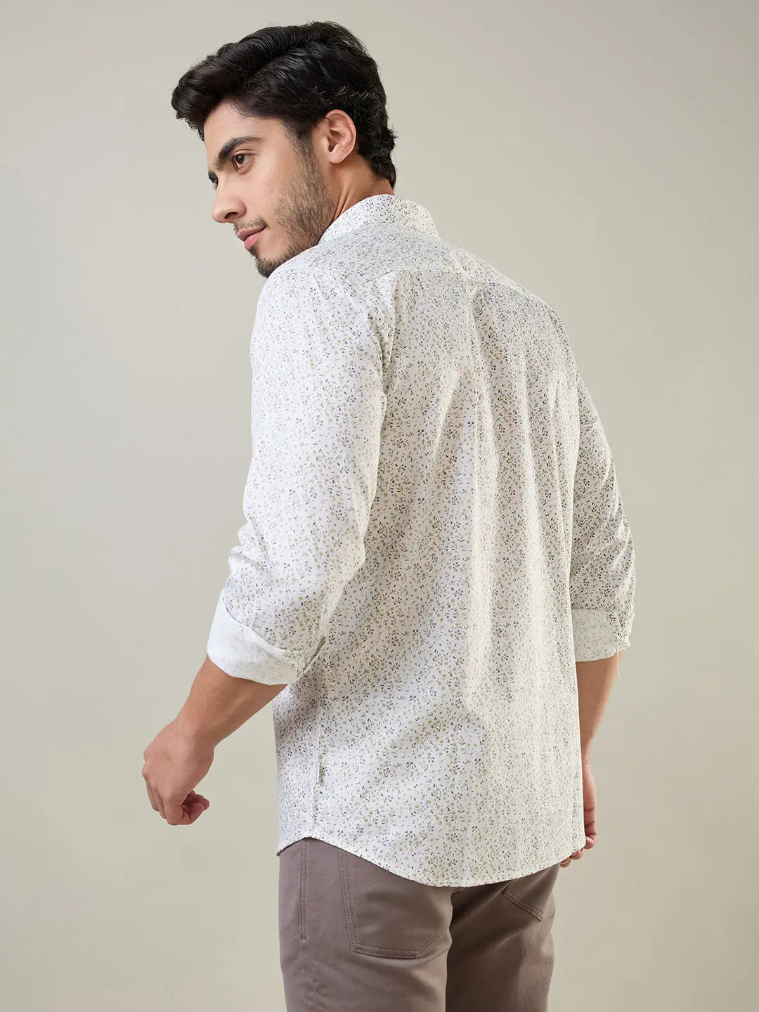 Green Printed Regular Fit Shirt TIM PARIS